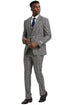 Plaid Suit - Windowpane Suit - Checkered Suit - Mens Vested Grey Suit