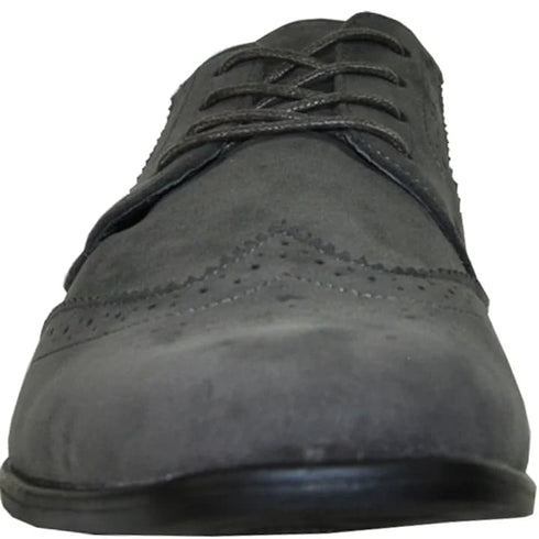 Mens Vegan Suede Wedding & Prom Wingtip Lace Up Dress Shoe In Grey