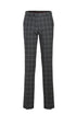 Mens Plaid Suit - Patterned Business Suit -Mens Designer Two Button Slim Fit Peak Lapel Wool Suit In Grey Windowpane Plaid Check