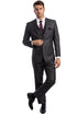 Plaid Suit - Windowpane Suit - Checkered Suit - Mens Vested Charcoal Grey Suit