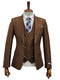 Mens Giovanni Testi Brown 3 Piece Slim Fit Suit – Peak Lapel, Double Breasted Vest, Center Vent Blazer