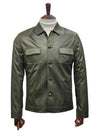 Mens Two Piece Slim Fit Faux Leather Casual Suit Olive