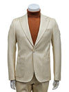 Mens One Button Peak Lapel Basket Weave Pattern Slim Fit Suit Ivory