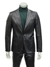 Mens Two Piece Slim Fit Suit One Button Notch Lapel Suit Black