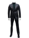 Mens Two Piece Slim Fit Suit One Button Notch Lapel Suit Black