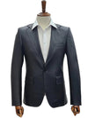 Mens 1 Button Slim Fit Leather Suit Black