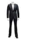 Mens 1 Button Slim Fit Leather Suit Black