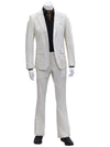Mens 1 Button Slim Fit Leather Suit Bone