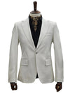 Mens 1 Button Slim Fit Leather Suit Bone