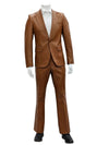Mens 1 Button Slim Fit Leather Suit Caramel