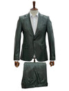 Mens 1 Button Slim Fit Leather Suit Olive
