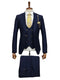 Giovanni Testi Navy Blue 3 Piece Suit – Slim Fit 1 Button Peak Lapel with Double Breasted Vest