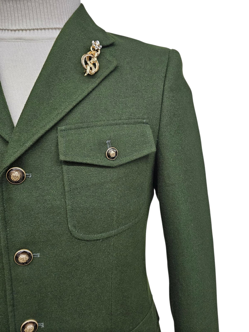 Mens Giovanni Testi Slim Fit Green Suit – 2 Piece 4 Button Formal Suit with Notch Lapel