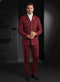 Mens Giovanni Testi 2 Piece Burgundy Suit – Slim Fit 4 Button Blazer with Notch Lapel & Flap Pockets