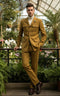 Mens Giovanni Testi Slim Fit 2 Piece Suit Mustard – 4 Button Notch Lapel & Flap Pockets