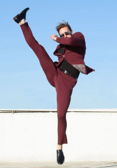 Stretch Fabric Suits - Slim Fit Suit in Color Burgundy - Giovanni Testi 2 button stretch Burgundy Travel Suit GTRVL2N-01 BURGANDY