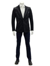 Mens Slim Fit One Button Notch Lapel Suit Black