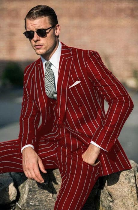 Red Pinstripe Suit - Gangster Suit - 1920's Suit