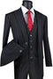 Mens Vested Gangster Pinstripe 1920's Suit in Black