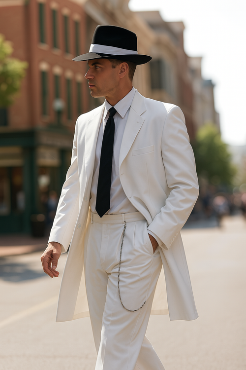 Gangster Suit - Mobster Suit - Mafia Suit For Mens Long Tuxedo Zoot White Suit