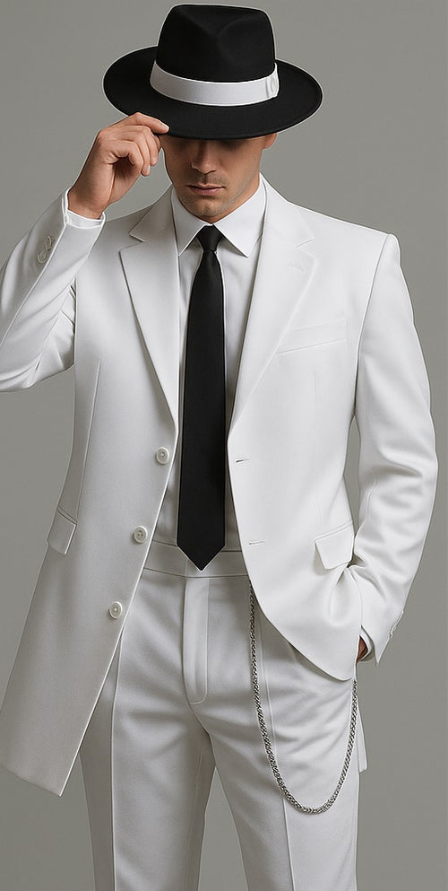 Gangster Suit - Mobster Suit - Mafia Suit For Mens Long Tuxedo Zoot White Suit