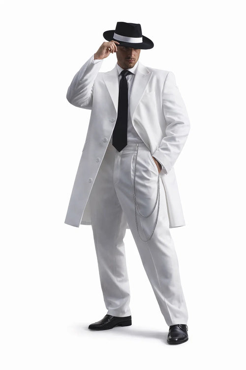 Gangster Suit - Mobster Suit - Mafia Suit For Mens Long Tuxedo Zoot White Suit