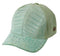 Light green baseball cap with a curved visor and structured crown. Features textured material, visible stitching, and a side button.
