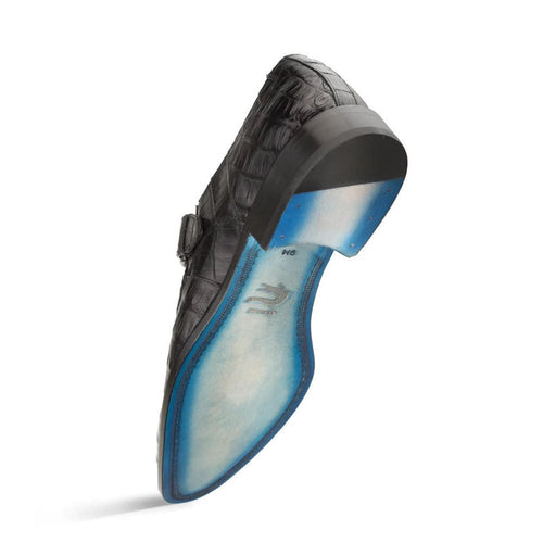 Mezlan Men's Gator Side Buckle Shoes Black Gigolo