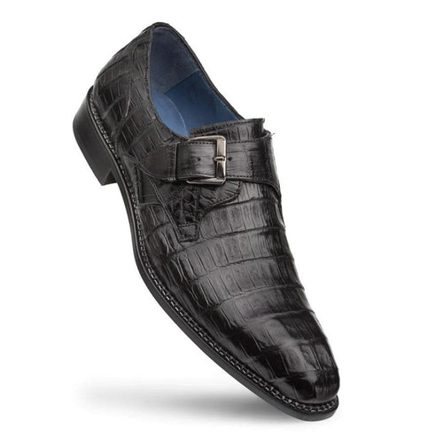 Mezlan Men's Gator Side Buckle Shoes Black Gigolo