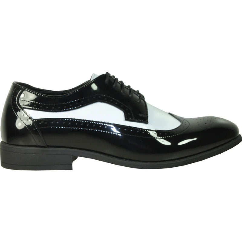 Bravo Mens 1920's Gangster Wingtip Dress Shoe in Black and White