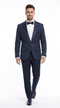Mens Navy Blue Tuxedo Sparkly Shiny Dinner Jacket + Pants