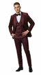 Men's Burgundy Velvet Patterned Shawl Lapel Tuxedo Set for Wedding & Prom