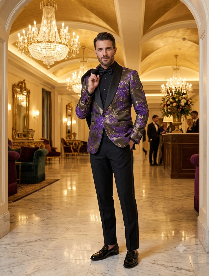 Mardi Gra Custom - Purple and Gold Two Toned Tuxedo