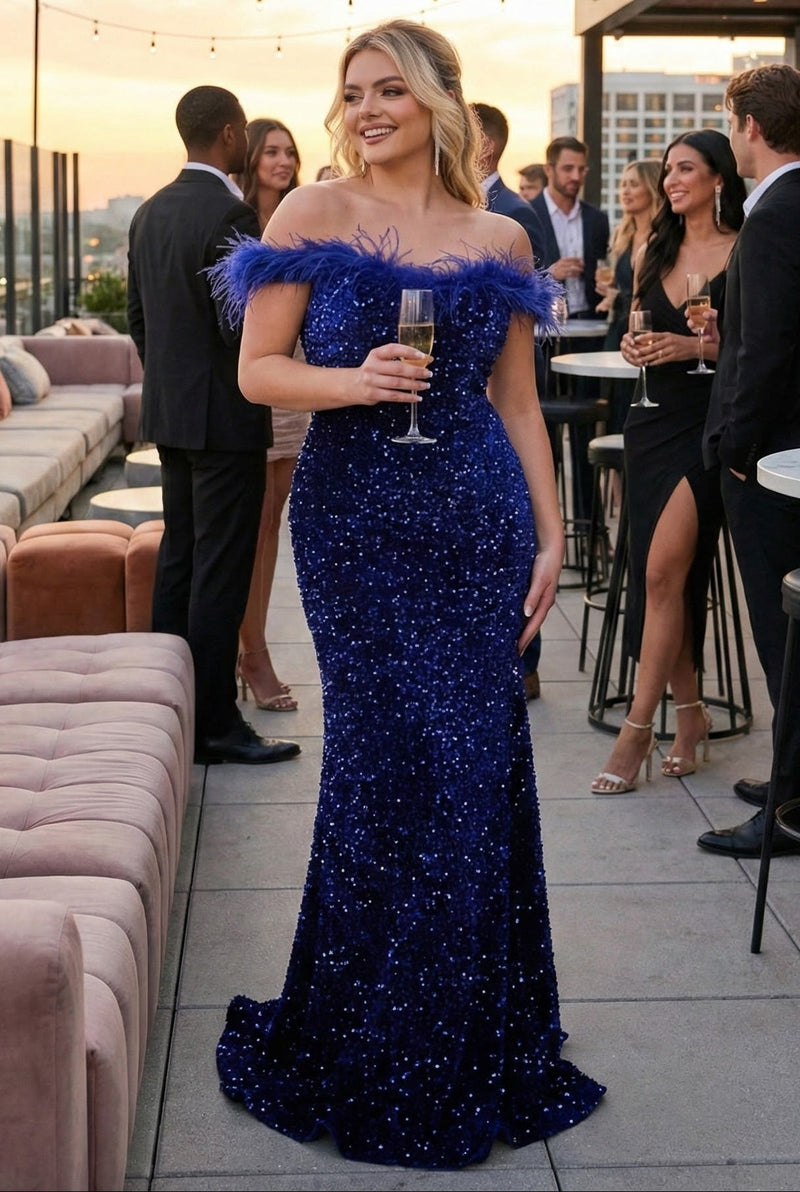 Sweetheart Sequin Long Red Carpet Gown