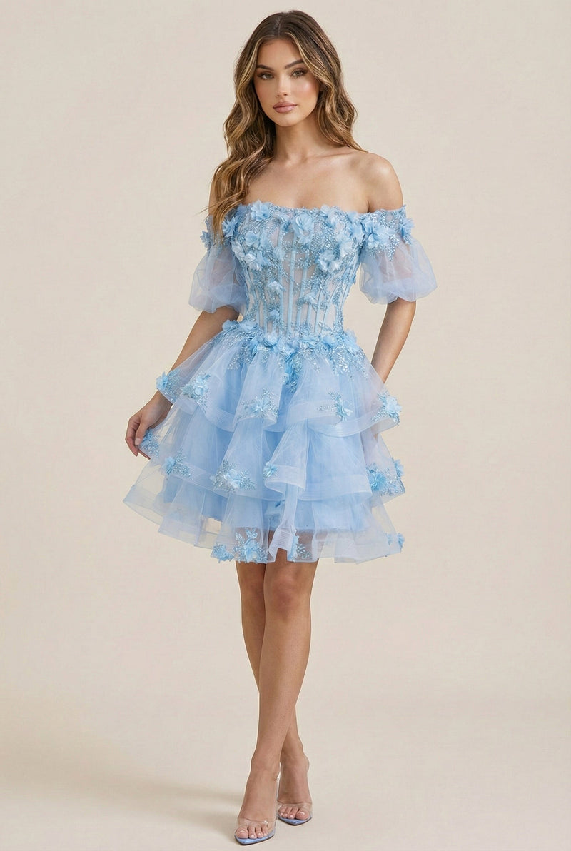 3D Floral Sheer Ball Gown by Elizabeth KGL3180