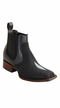 Men's Genuine Stingray Skin Single Stone Wide Square Toe Ankle Boots Black Color - Los Altos Boots