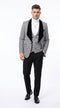 Men's Black & White Houndstooth 3-Piece Tuxedo Suit – One Button Shawl Lapel Vested Formal Wedding Suit