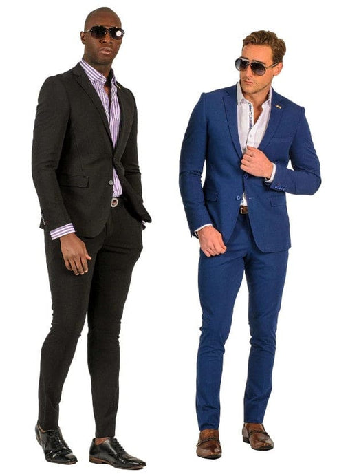 Stretch Fabric Suits - Slim Fit Suit in Color Black - Giovanni Testi 2 button stretch Black Travel Suit GTRVL2N-01 BLACK