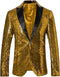 Glitter Tuxedo Dinner Jacket - Sequin Blazer - Gold Flashy Stage Albertonardoni Sport Coat