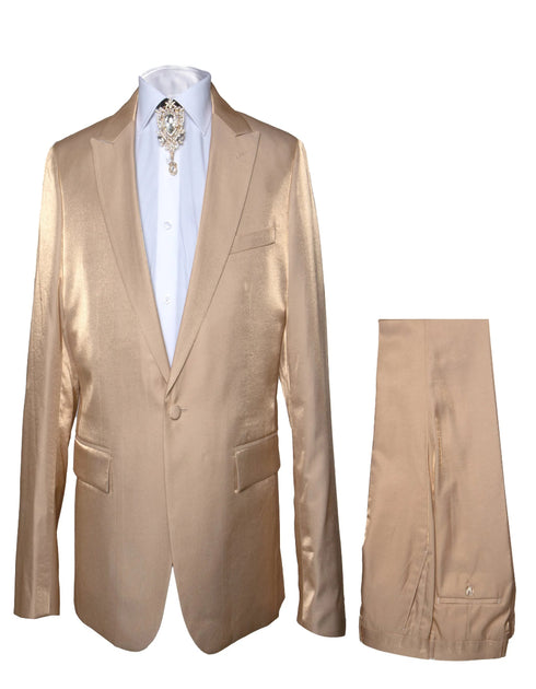 Champagne Color Wedding Suit - Beigish Goldish Color Tuxedo - Rossi Man Leo