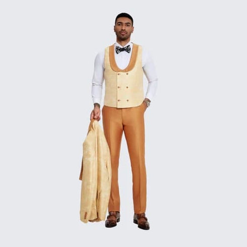 Gold Suit For Prom - Gold Blazer + Matching Pants + Men's Gold Tuxedo with Two-Tone Design- Wedding - Prom