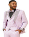 Gray and Pink Prom Tuxedo - Perfect Wedding Suit Vested rhinestone Lapelled