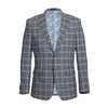 Designer Brand - Wool Stretch Single Breasted Slim Grey Suit Windowpane