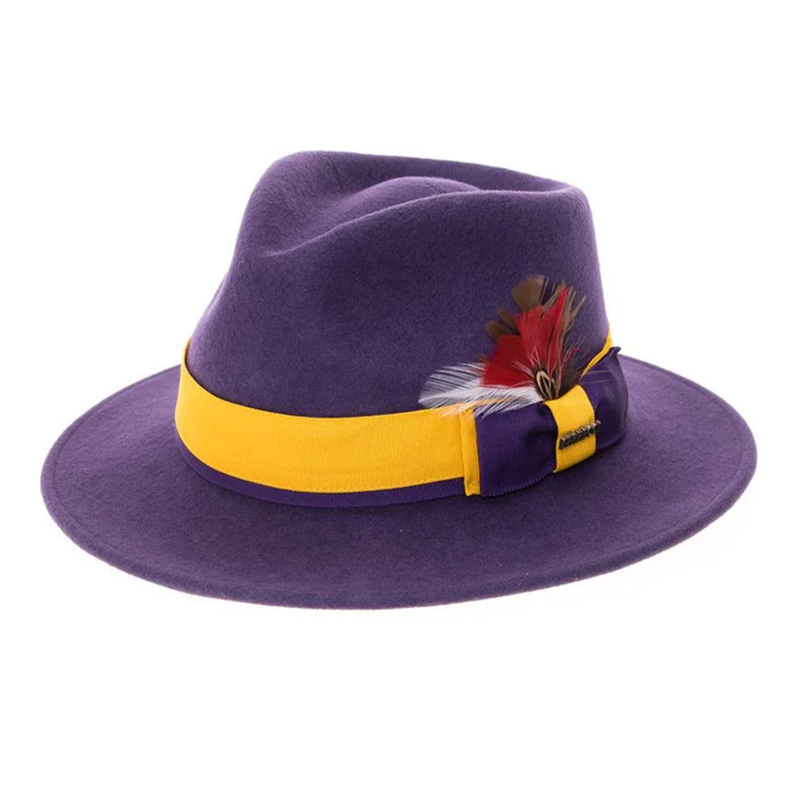 Men's Classic Two Tone Fedora Dress Hat in Purple & Gold