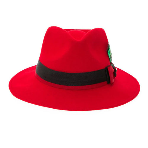 Men's Classic Two Tone Fedora Dress Hat in Red & Black