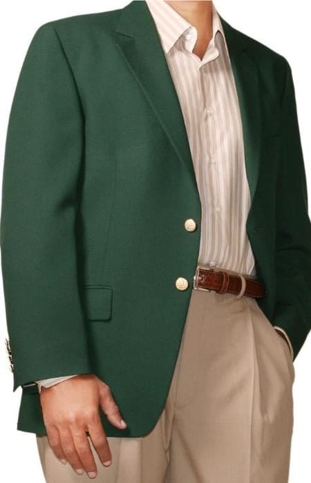 Mens Green Color Two Button Blazer