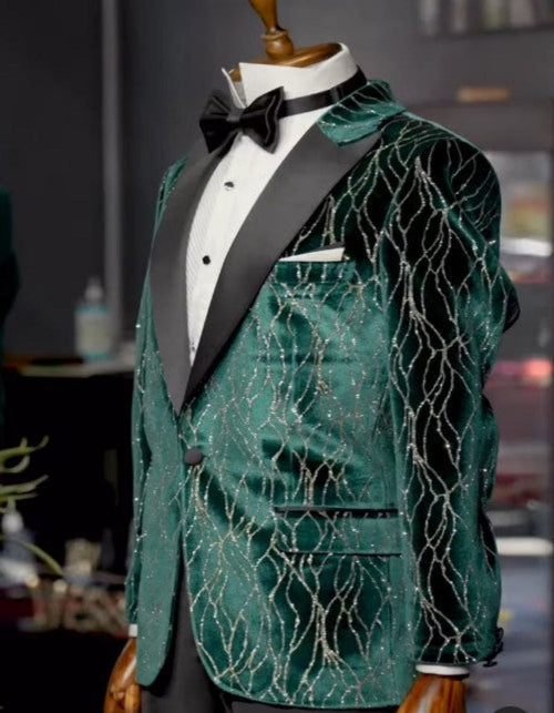 Mardi Gras Tuxeod Dinner Jacket in Green - White - Black - Purple - Red and Gold