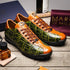 Marco Di Milano Saulo Men's Shoes Green & Cognac Exotic Ostich / Alligator Casual Sneakers