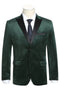 Dark Green Tuxedo - Mens Two Button Peak Lapel Velvet Prom Hunter Green Tuxedo Blazer