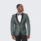 Gold Suit For Prom - Gold Blazer + Matching Pants + Green Tuxedo with Gold Pattern Four Piece Set - Wedding - Prom